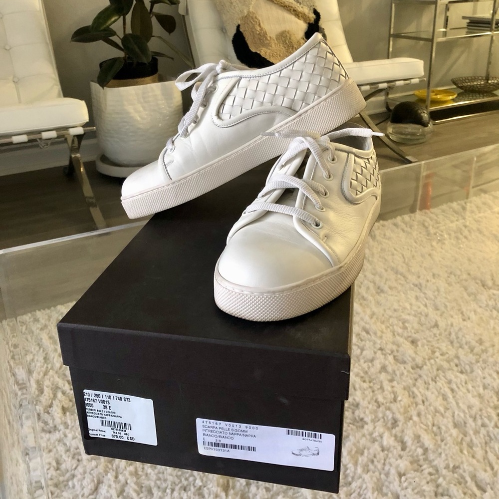 Bottega Veneta White Sneakers size 38E. These are actually mens but it fit me.